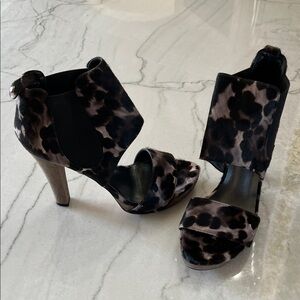 Stuart Weitzman Stone Leopard Hair on Hide Heel Sandals